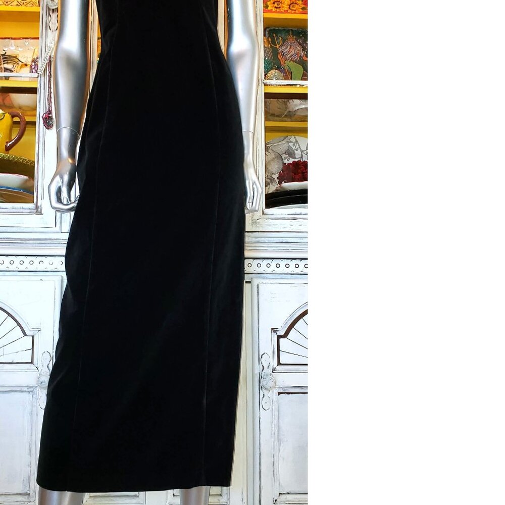 Vintage Betsey Johnson Dress LUXE 90s RUNWAY Black Velvet Midi Slip Size Large - Picture 5 of 15